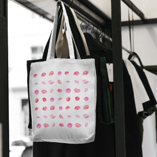 Watercolor Pink Lip Feminine Pattern Chic Trendy Tote Bag