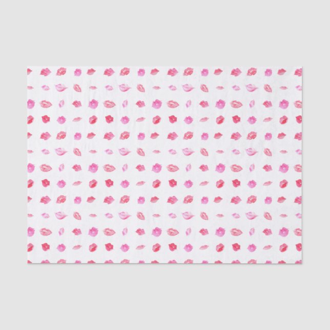 Watercolor Pink Lips. Pattern Chic, Trendy Design Tissue Paper (Front)