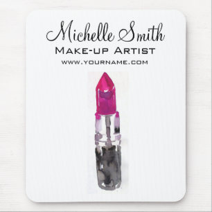 Watercolor pink lipstick makeup branding mouse pad