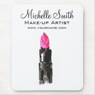 Watercolor pink lipstick makeup branding mouse pad