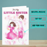 Watercolor Pink Little Sister Birthday Card<br><div class="desc">This sentimental card is especially for that little sister in your life who you have always looked after.  We've written just the right message to speak to the moment; but just in case it needs something personal,  you can customize it with your own words.</div>