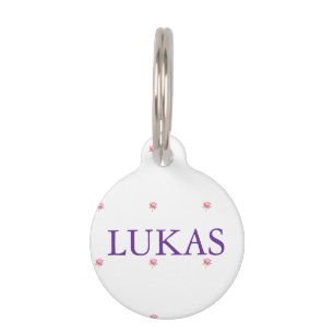Watercolor Pink Lotus Floral Garden Pet Tag