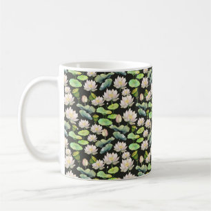Watercolor Pink Lotus Seamless Pattern Coffee Mug