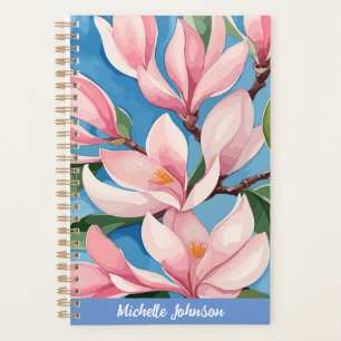 Watercolor Pink Magnolia Modern Art  Planner