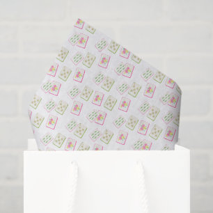 Watercolor Pink Mahjong Tiles Tissue Paper
