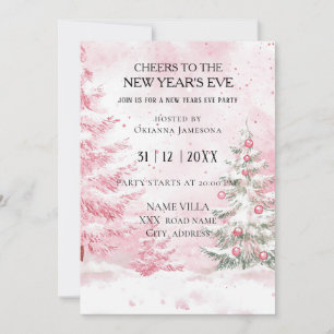Watercolor Pink New Year's Eve Party Invitation