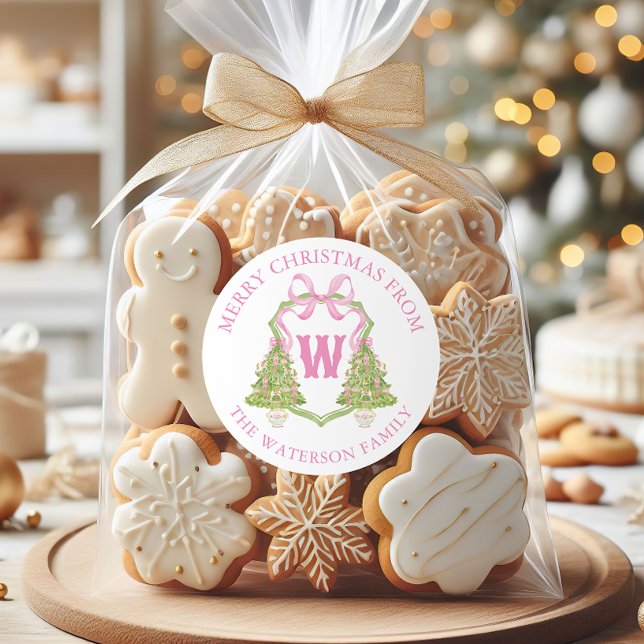 Watercolor Pink Nutcracker Christmas Crest Gift Classic Round Sticker (Creator Uploaded)