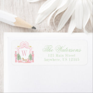 Watercolor Pink Nutcracker Monogram Crest Address