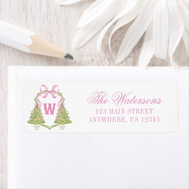 Watercolor Pink Nutcracker Monogram Crest Address (Insitu)
