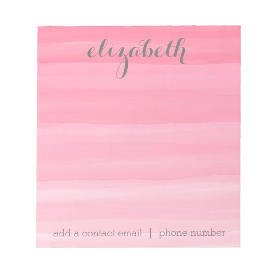 Watercolor Pink Ombre Feminine Office Suite Notepad