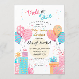 Watercolor Pink or Blue Baby Shower Invitation