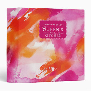 Watercolor Pink Orange Abstract Kitchen Binder