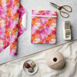 Watercolor Pink Orange Abstract Wrapping Paper