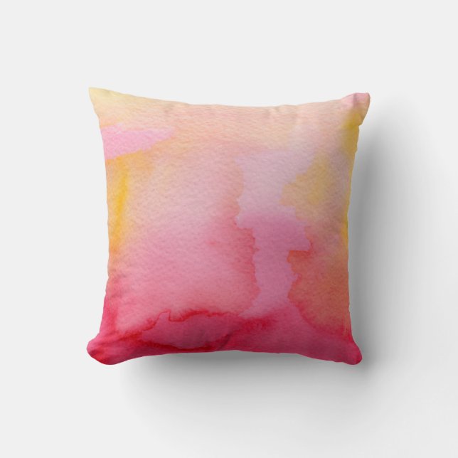 Watercolor Pink & Orange Blends Throw Pillow (Front)