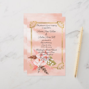  Watercolor Pink Pampas Grass and Gold