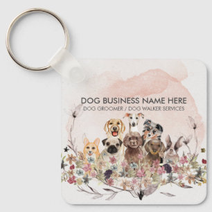 Watercolor Pink Pastel Colours Pet Walker dogs Keychain