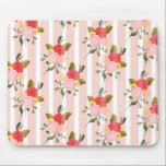 Watercolor Pink Peonies adn Greenery Pinstripes Mouse Pad<br><div class="desc">Add a feminine touch to your desk with this pink floral mousepad. It features watercolor peonies and greenery with pink pinstripes pattern. Personalize by adding a name or short phrase.</div>