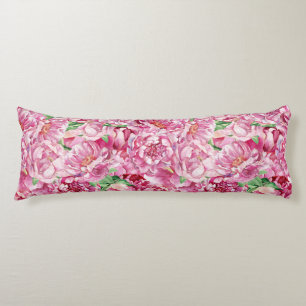 Watercolor Pink Peonies Body Pillow