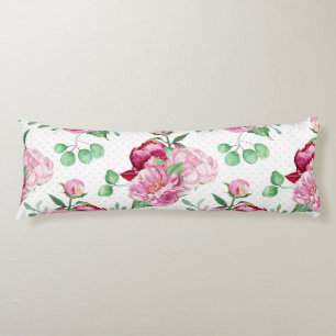 watercolor pink peonies body pillow