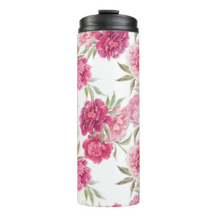 Watercolor Pink Peonies: Floral Elegance Thermal Tumbler