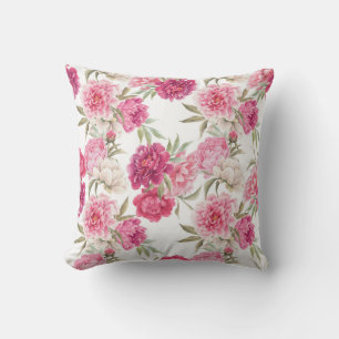 Watercolor Pink Peonies: Floral Elegance Throw Pillow