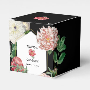 Watercolor Pink Peonies Flowers Wedding White Favor Box