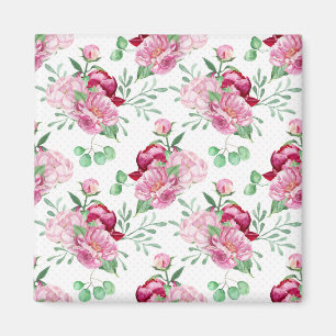 watercolor pink peonies magnet