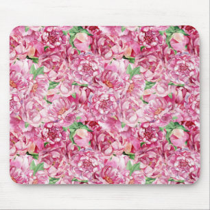 Watercolor Pink Peonies Mouse Pad