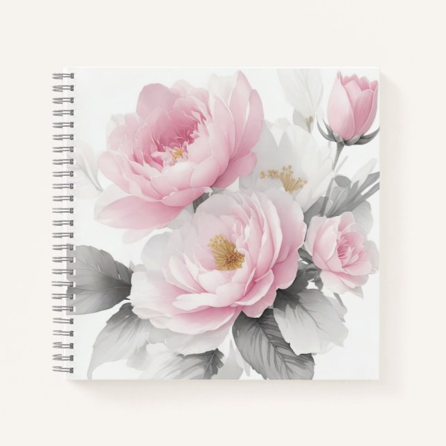 Watercolor Pink Peonies Notebook (Front)