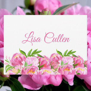 Watercolor Pink Peonies Personalized Thank You Card