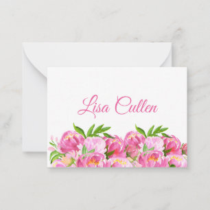 Watercolor Pink Peonies Thank You Script Card