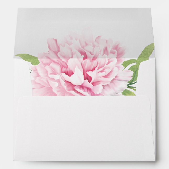 Watercolor Pink Peony Floral | Envelope (Back (Bottom))