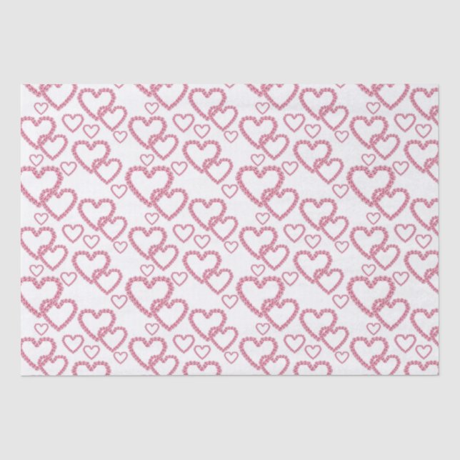 Watercolor Pink Peony Hearts  Tissue Paper (Front)