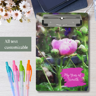 Watercolor Pink Peony  Mini Clipboard