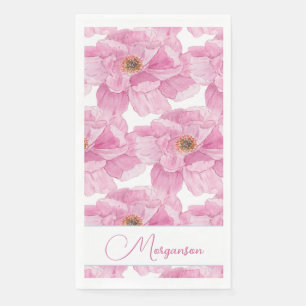 Watercolor Pink Peony Napkin