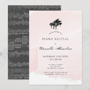 Watercolor Pink Piano Considérant Invitation