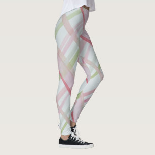 Watercolor Pink Plaid Leggings