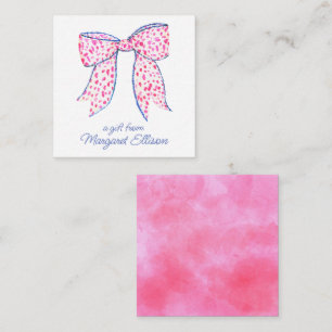 Watercolor Pink Polka Dot Bow Gift Enclosure Card