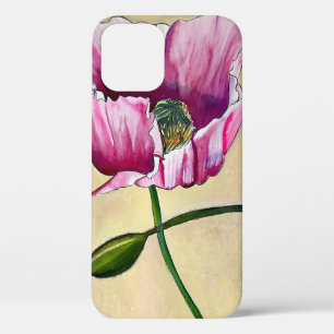Watercolor pink poppy art flower iPhone 12 case