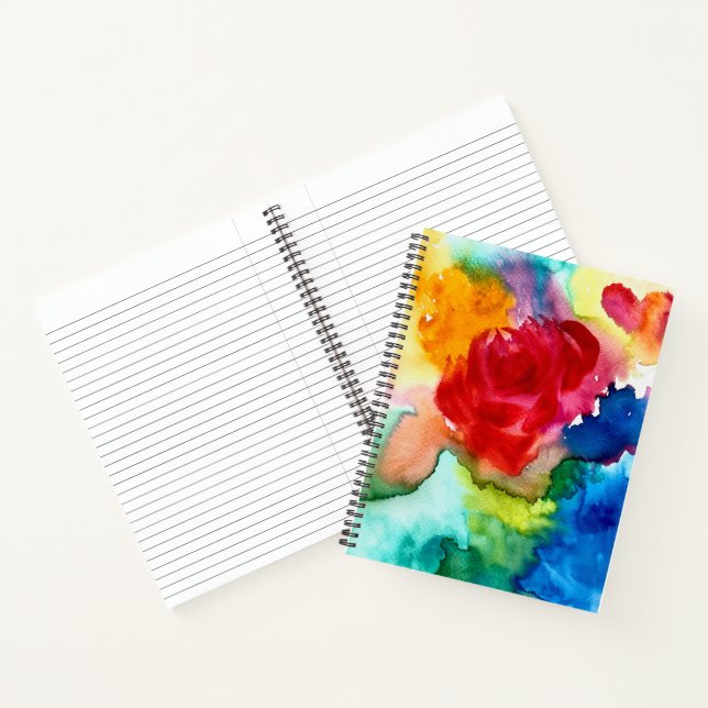 Watercolor pink poppy art flower notebook (Inside)