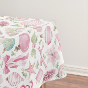 Watercolor Pink Present Christmas Tablecloth
