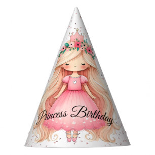 Watercolor Pink Princess Birthday Party Cute Hat