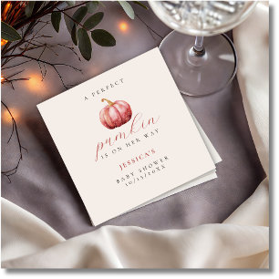 Watercolor Pink Pumpkin Baby Shower Napkin