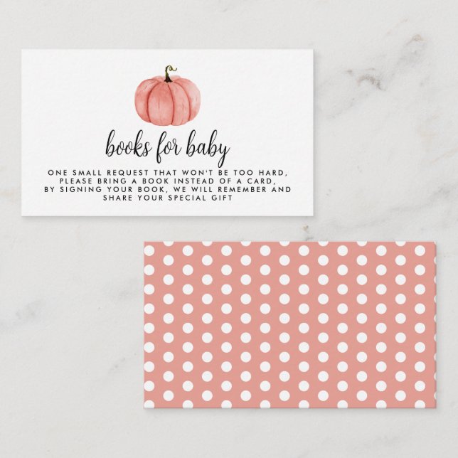 Watercolor Pink Pumpkin Book Request  Enclosure Card (Front/Back)