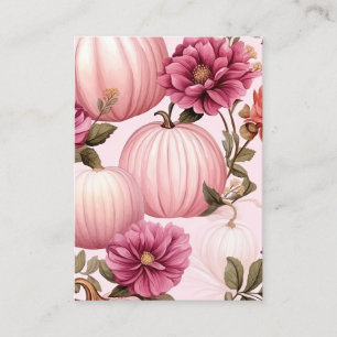 Watercolor Pink Pumpkin Floral Pattern Business Card