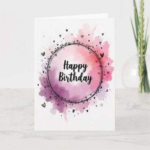 Watercolor Pink Purple Birthday Card