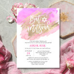 Watercolor Pink Purple Gold BAT MITZVAH Star David Invitation<br><div class="desc">Modern watercolor invitations for BAT MITZVAH.  Perfect for 12 year old Jewish celebration 'called to the TORAH'.   Colours in hues of pink,  purple,  violet and peach.  Faux gold foil brush stroke. Back of card has HEBREW NAME.</div>