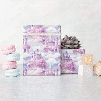 Watercolor Pink Purple Princess Castle - Wrapping Paper