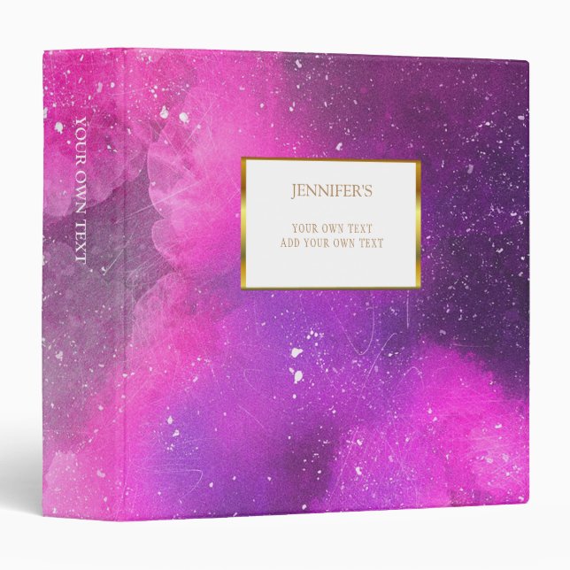 Watercolor pink & purple splatter splash personal binder (Front/Spine)