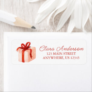 Watercolor Pink & Red Gift Return Address